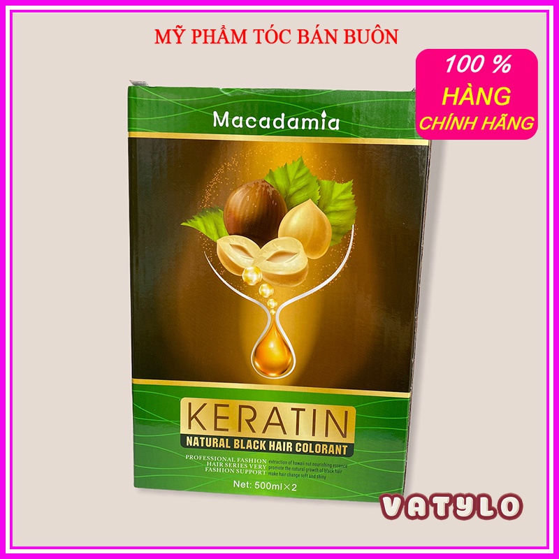 Nhuộm đen MACADAMIA 1000ml Nhuộm tóc bạc Không dính da đầu Phủ bạc tóc nhanh và tiết kiệm CT38