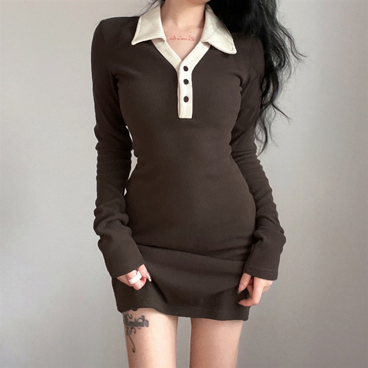 Đầm YEYA cổ polo màu trơn quyến rũ nóng bỏng cho nữ