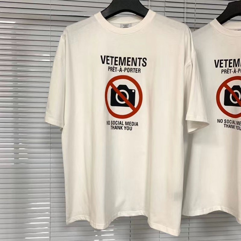 Áo thun ngắn tay V3tements no social media print T-shirt fw20
