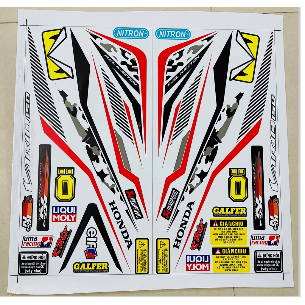 ( Quí khách vui lòng mang ra tiệm cho thợ dán ) Tem vario 150 21542 trắng