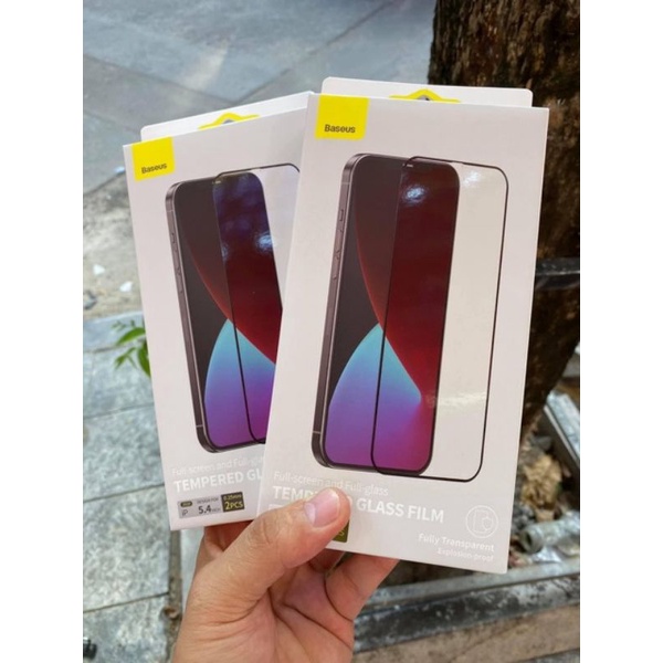 ☘️Iphone 12 Pro Max / 12 Pro / Mini☘️ Kính cường lực Chính hãng Baseus 0.23mm full màn phủ nano cảm ứng siêu mướt vát 3D
