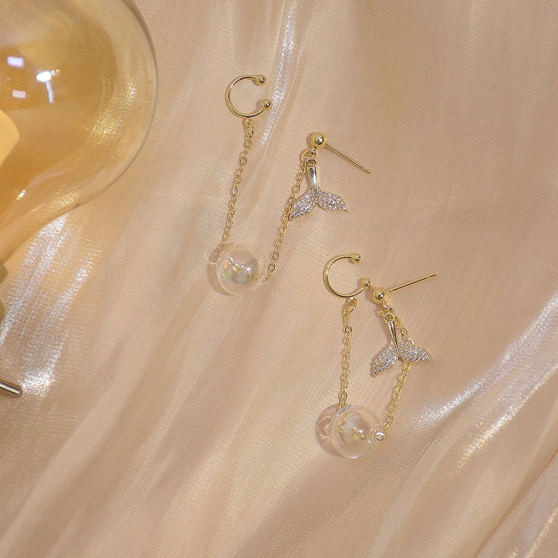 Youyo Khuyên Tai Dạng Hạt Tua Rua Hình Đuôi Cá Voi Vintage Helix Xích Dài Cho Xe Đạp Địa Hình