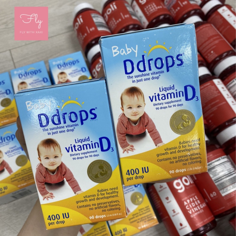 Lọ Ddrops 400IU bổ sung vitamin D3 cho trẻ dưới 1 tuổi