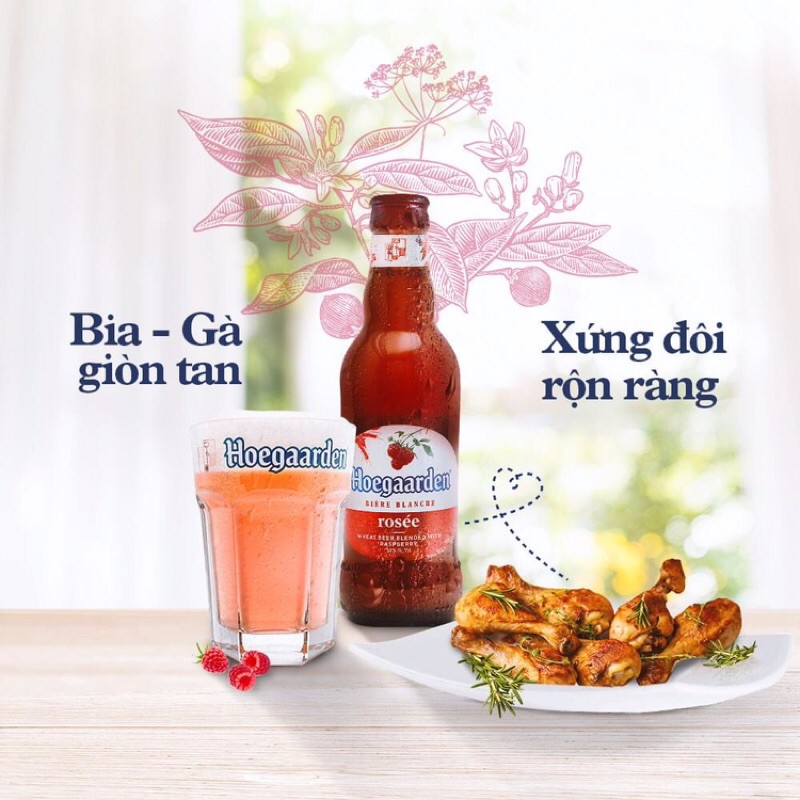 Thùng 24 Chai Bia Hoegaarden Rosee Bỉ - Bia Lúa Mỳ Dành Cho Phụ Nữ | Chính Hãng