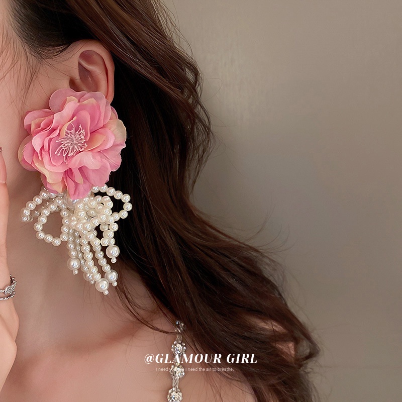 Bông Tai Dáng Dài Phối Nơ Và Ngọc Trai Xinh Xắn Thời Trang