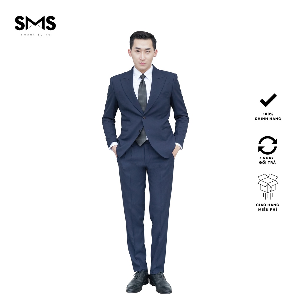 Vest nam xanh navy 2 khuy 3 túi phối quần sidetab, suits sartorial, chuẩn form Smart Suits