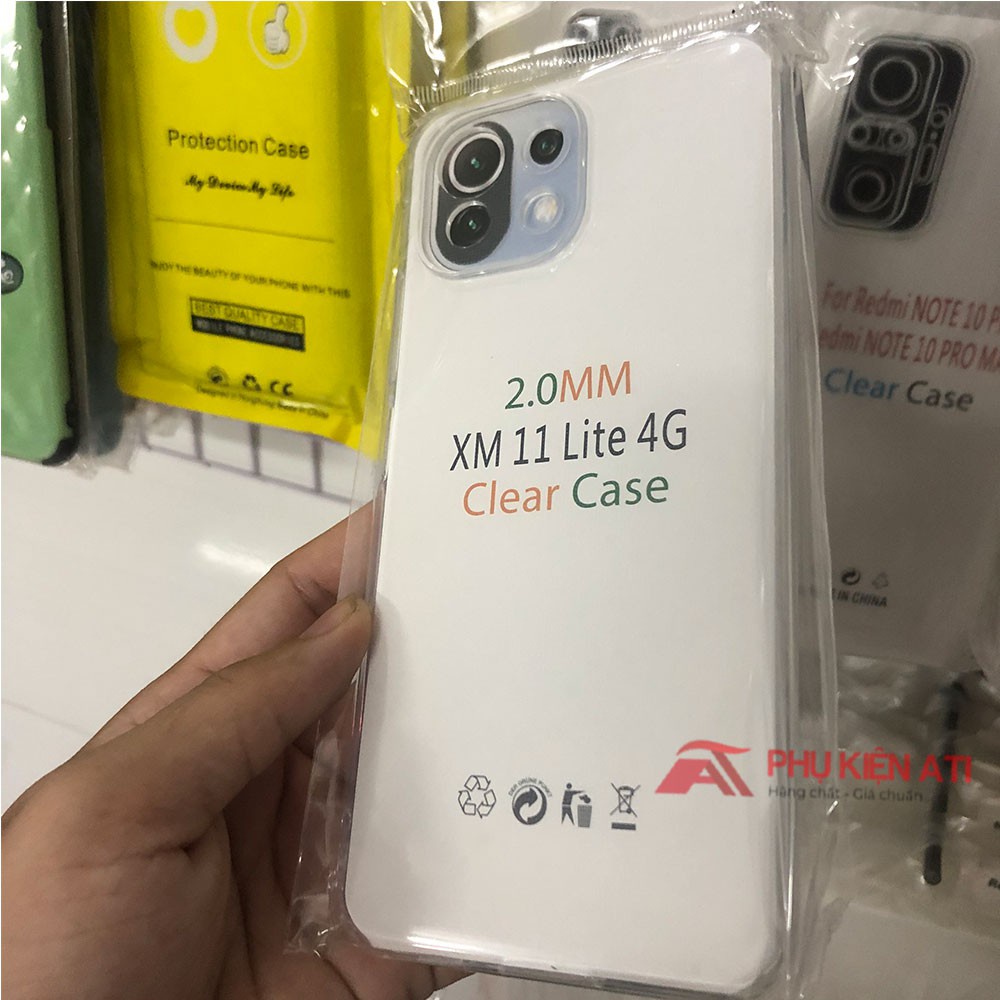 Ốp lưng Xiaomi Mi 11 Lite - Trong suốt- Dẻo , Loại tốt lâu ố vàng