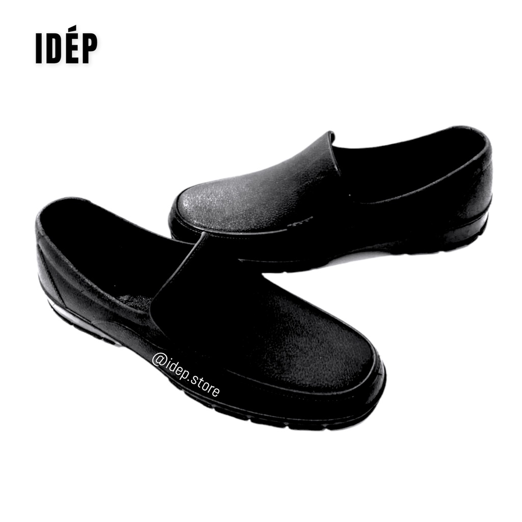 Giày lười nam nhựa cao su đi mưa, nhà bếp chống trơn trượt siêu bền Maipy G056 (Đen)