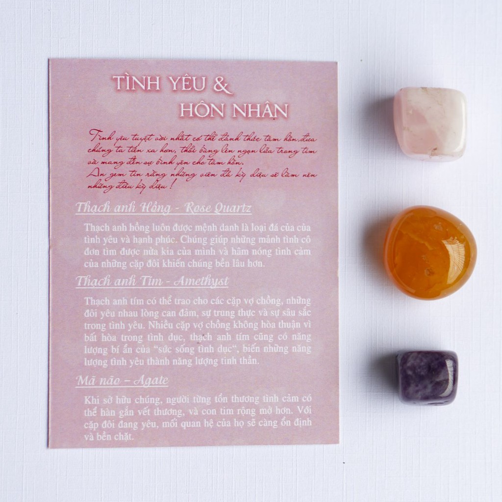 Set đá thanh tẩy tự nhiên kèm túi vải hỗ trợ may mắn, sức khỏe An Gem. | BigBuy360 - bigbuy360.vn