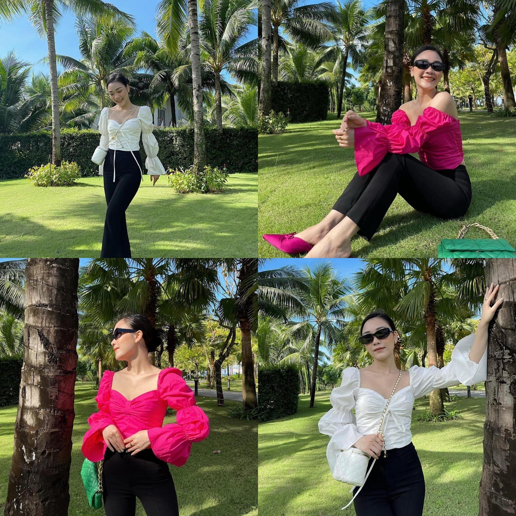 ÁO CÚP THẮT NƠ TAY BO TẦNG