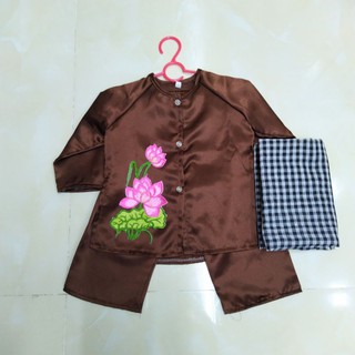 Bà Ba Phi Lụa Nâu Hoa Sen Cho Bé