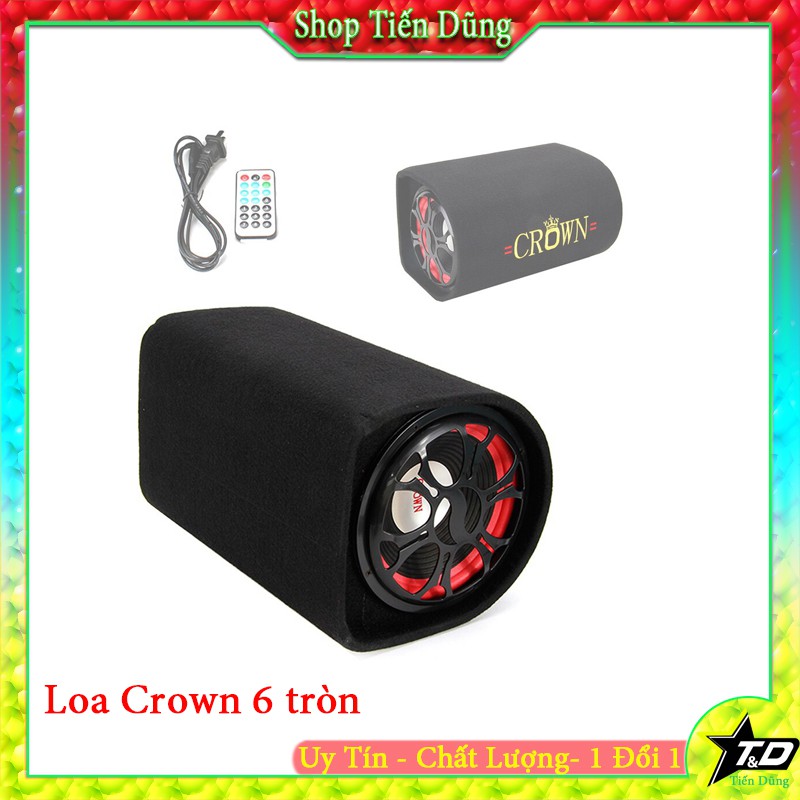 Loa Bluetooth Crown 6 Tròn Dạng Ống Chất Liệu Nỉ USB ,Bluetooth  - Loa Crom 6 Chạy Dòng điện 12V và 220v Phù Hợp Xe Hơi