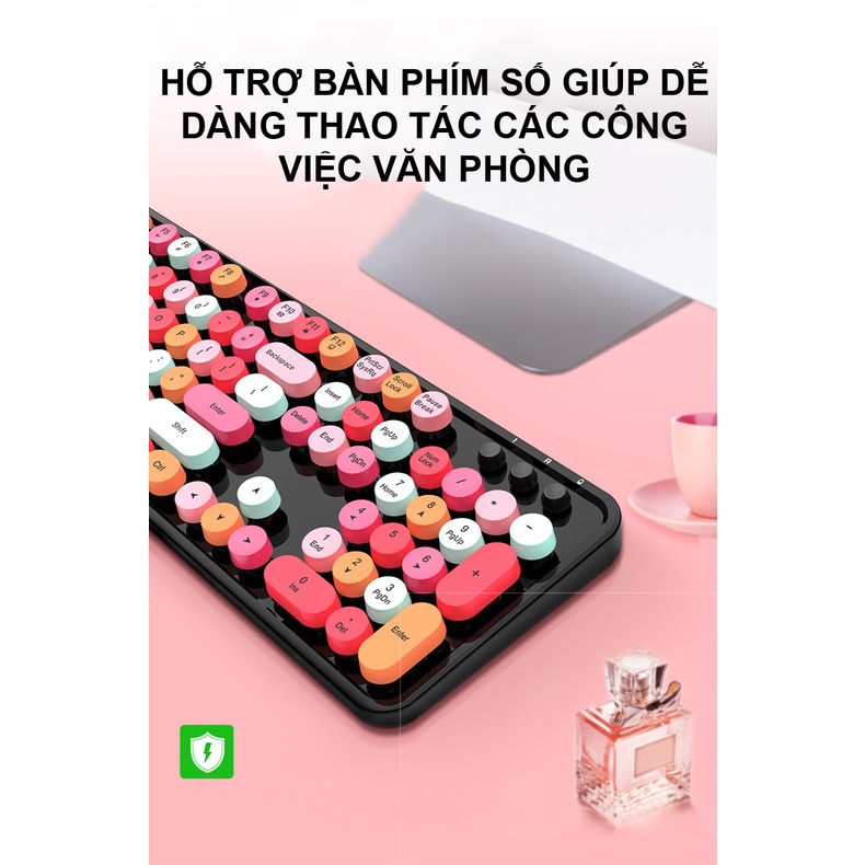 Bộ bàn phím và chuột không dây MOFII SWEET đa dạng màu sắc thiết kế nút tròn hiện đại