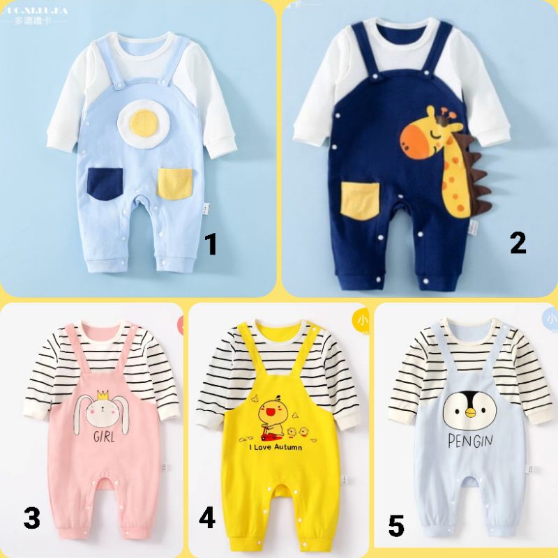 bộ bodysuit  yếm cotton dài tay cho bé trai/gái