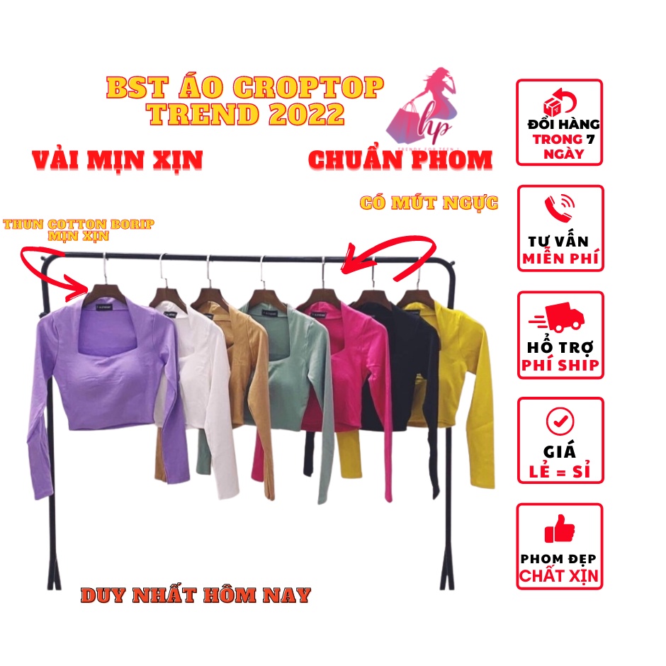 Áo kiểu croptop nữ đẹp ôm body tay dài cổ vuông sexy phong cách hàn quốc cực dễ thương mẫu mới thời trang 2021-A22