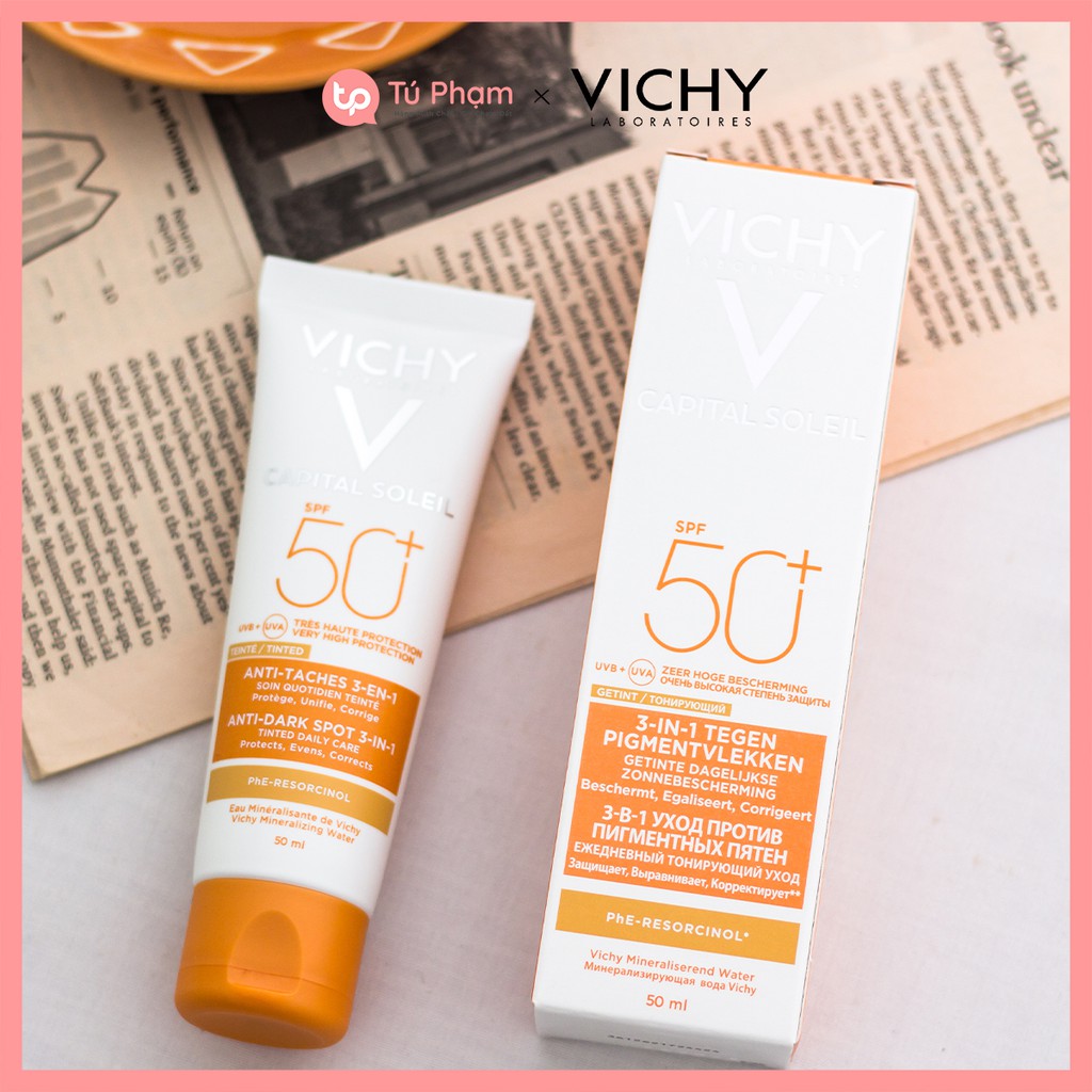 Kem Chống Nắng Vichy Capital Soleil SPF 50 Anti-Dark Spot 3-in-1 50ml