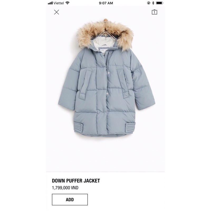 Áo phao parka Zara dư xịn