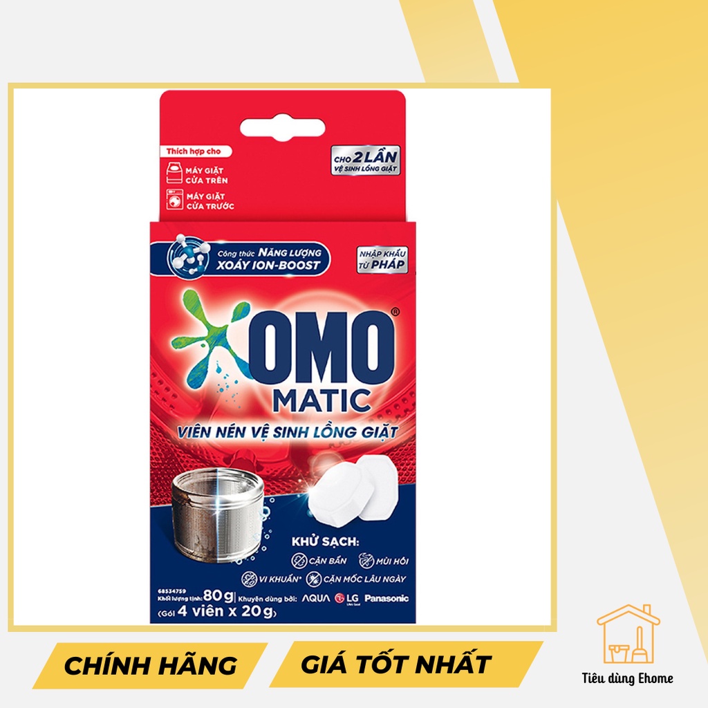 Hộp 4 Viên Nén Vệ Sinh Lồng Giặt OMO Matic 80gr