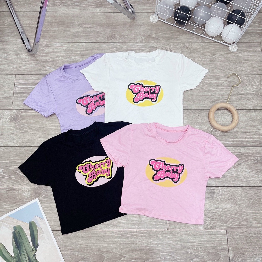 áo croptop thun lụa cherry baby mềm mát na