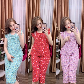 Đồ bộ mặc nhà - đồ bộ lụa họa tiết hoa dễ thương - lua24
