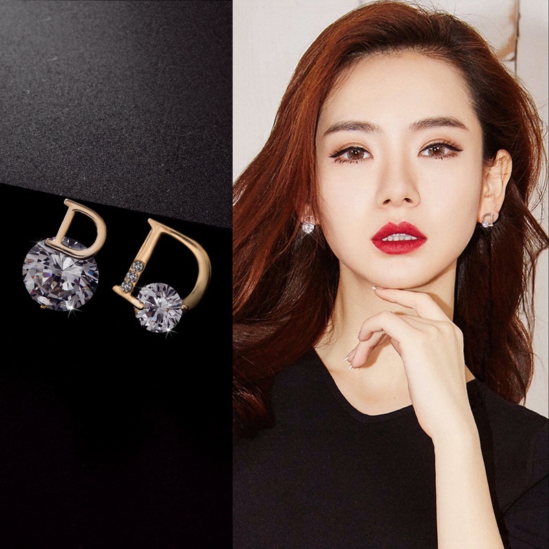 Bông Tai Chữ D Mạ Bạc 925 Thời Trang