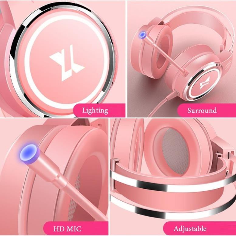TAI NGHE XIBERIA X8 HỒNG 3.5 LED TRẮNG