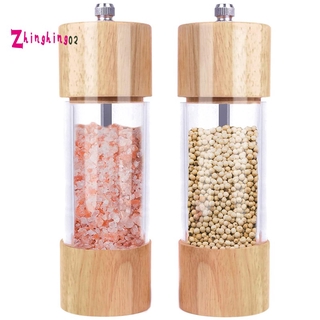 Wooden Salt and Pepper Grinder Set, Manual Salt and Pepper Mill Wood, Adjustable Ceramic Core- -Pack of 2