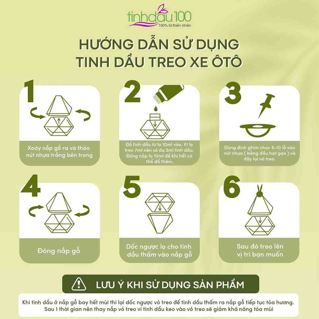 Tinh dầu treo xe ô tô, thơm phòng, treo phòng vệ sinh khử mùi, treo tủ quần áo. Combo Vỏ treo +lọ 10ml Tinh Dầu 100 Shop