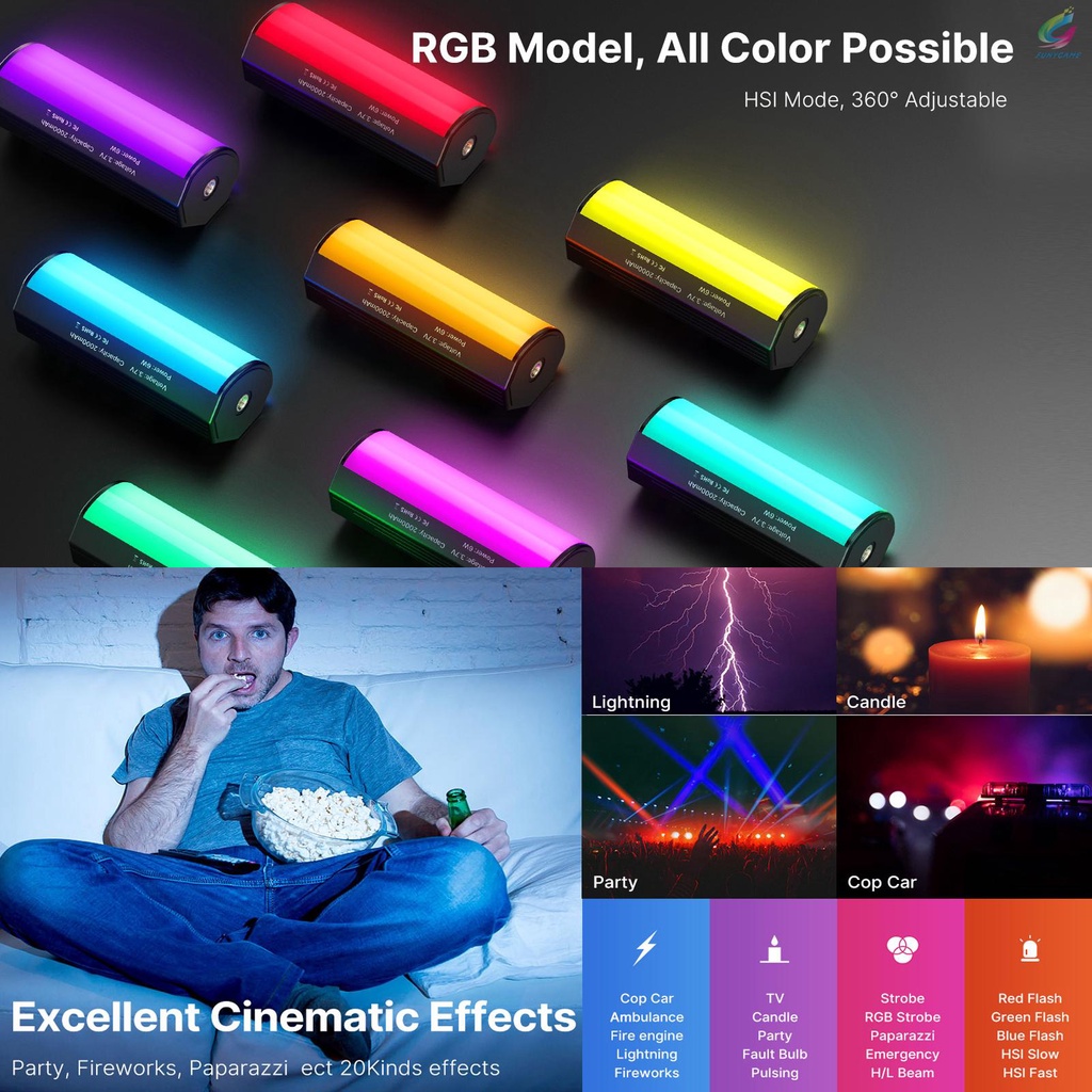 Đèn Led Rgb Từ Tính Ulanzi 2500k-9000k 20 Hiệu Ứng Cri95 + Tích Hợp Pin Có Thể Điều Chỉnh Màn Hình Lcd