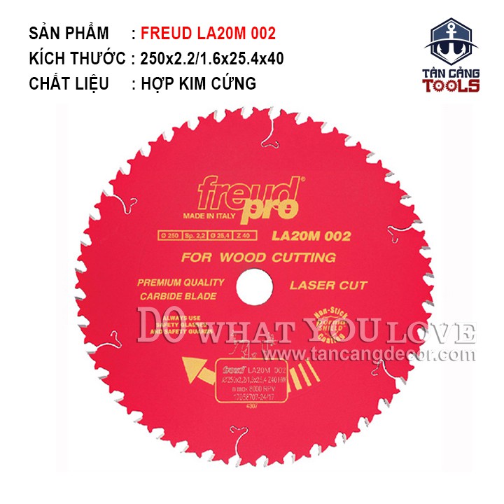 Lưỡi Cưa Gỗ Hợp Kim 250 x 25.4 mm x 40T Freud LA20M 002