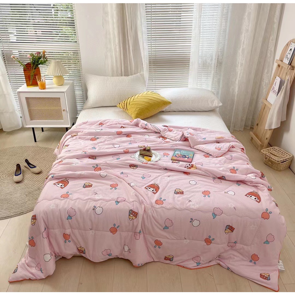 Chăn thun lạnh - phong cách hàn quốc- sử dụng 4 mùa- họa tiết hoa nhí