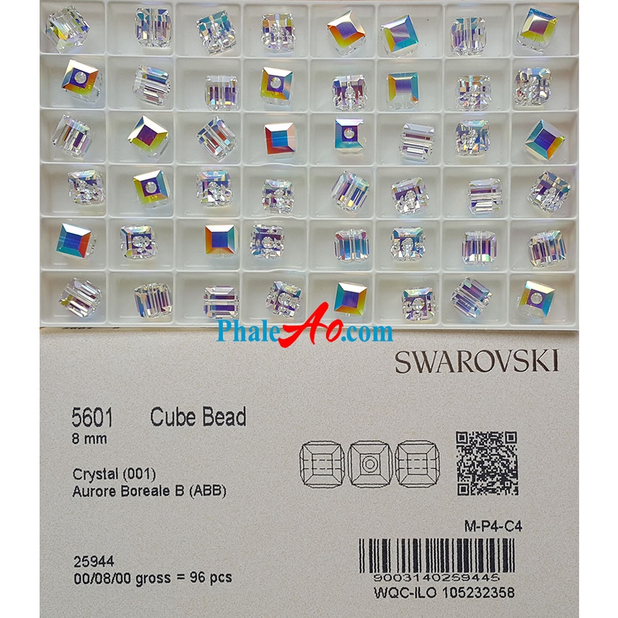 Chuỗi mân côi lần hạt vuông 8ly pha lê Áo Swarovski, dây xích khóa bạc 925 - Trang sức NVJ