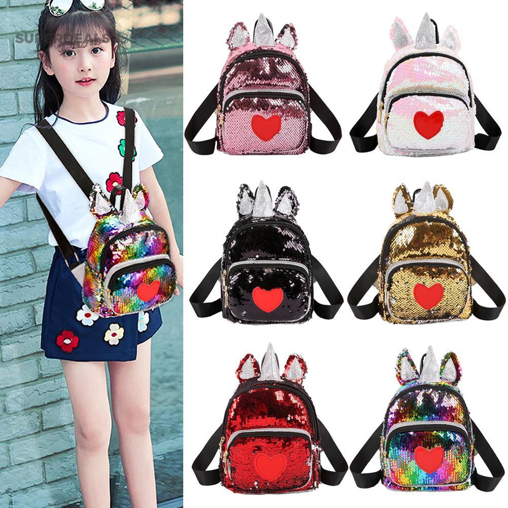 Ba lô trái tim đính sequin lấp lánh dành cho các bé
