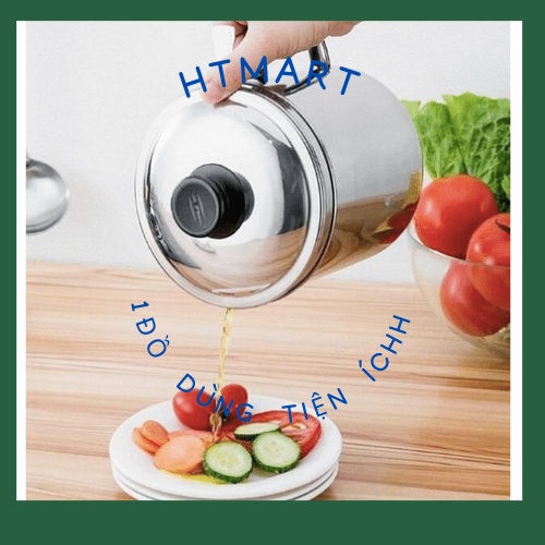 Bình Lọc Dầu Ăn INOX 304 (TẶNG KÈM 01 CHỔI QUÉT DẦU) Lọc dầu ăn xả bỏ cặn, Ca lọc dầu ăn, Bình đựng dầu lọc cặn dầu