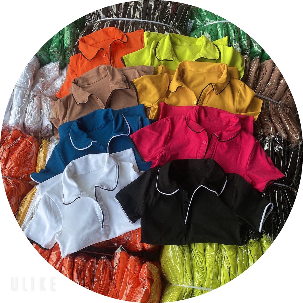 Áo phông nữ ngắn tay cổ bẻ phối viền cao cấp : Kiểu dáng Hàn Quốc chất liệu cotton , co giãn 4 chiều MÃ 175