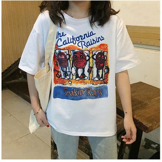 Áo Thun Unisex Nữ Màu Trắng In Hoạt Hình Chữ the california raisins XMISS