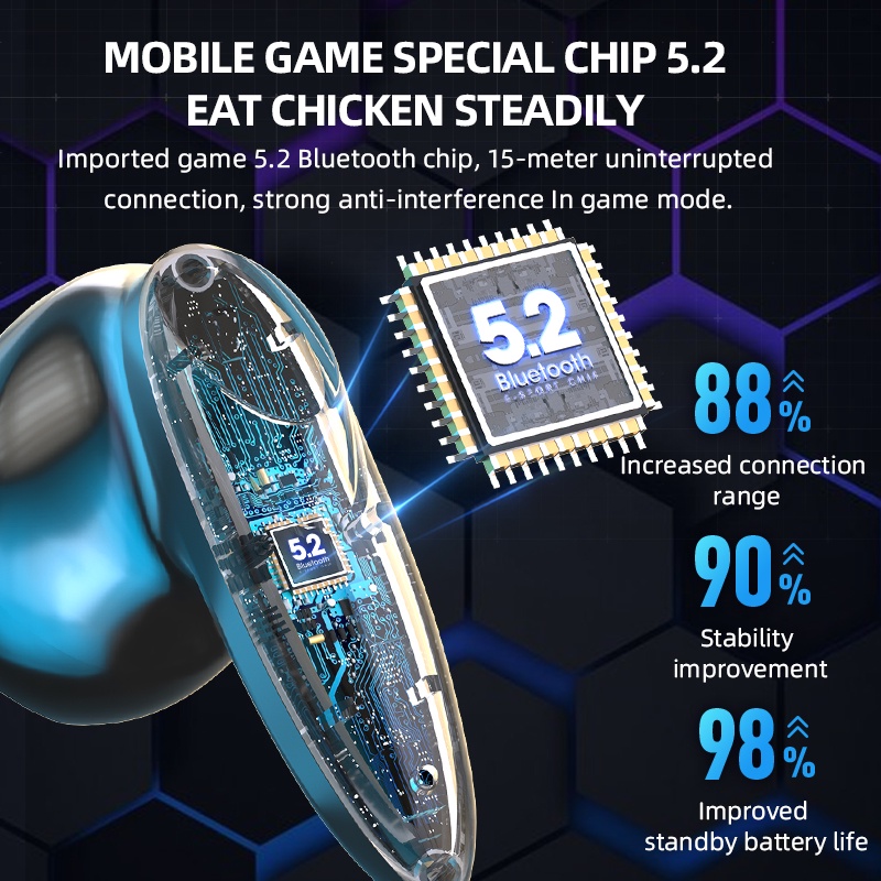 TZUZL G20 TWS Bluetooth 5.2 Tai nghe chơi game  kết nối Bluetooth giảm tiếng ồn kèm phụ kiện chất lượng cao