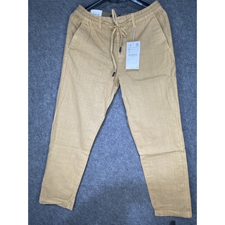 Quần linen nam zara lưng thun dây rút