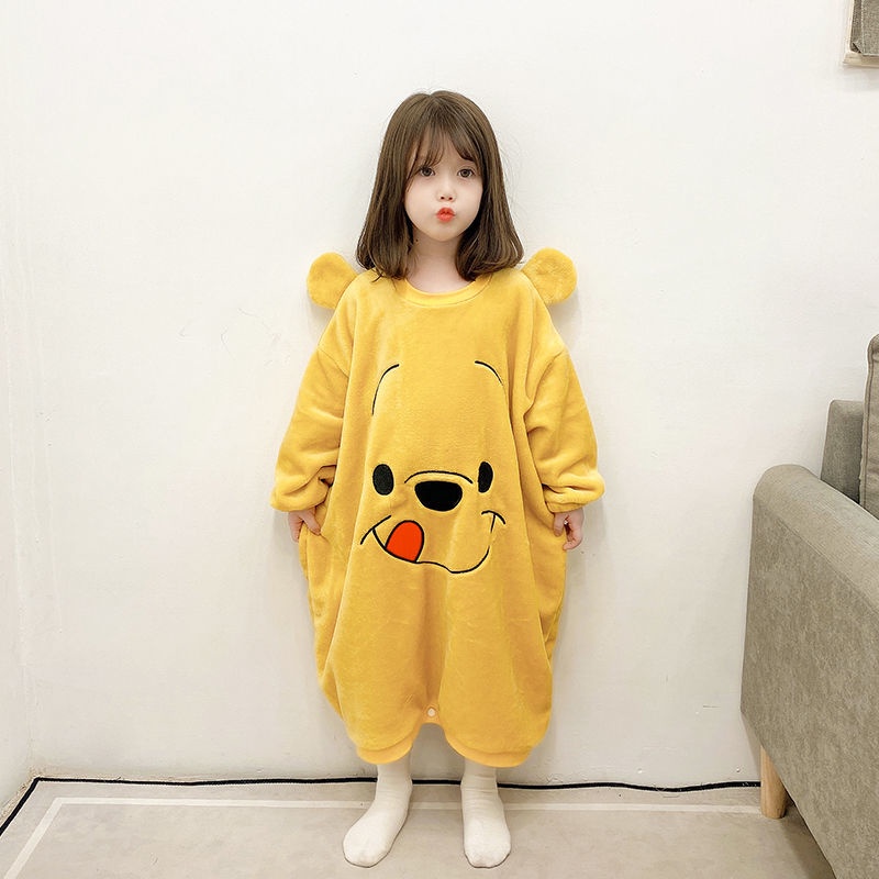 Sho chất lượng cao👍Bộ đồ ngủ lông cừu dày dặn thời trang thu đông dành cho bé gái