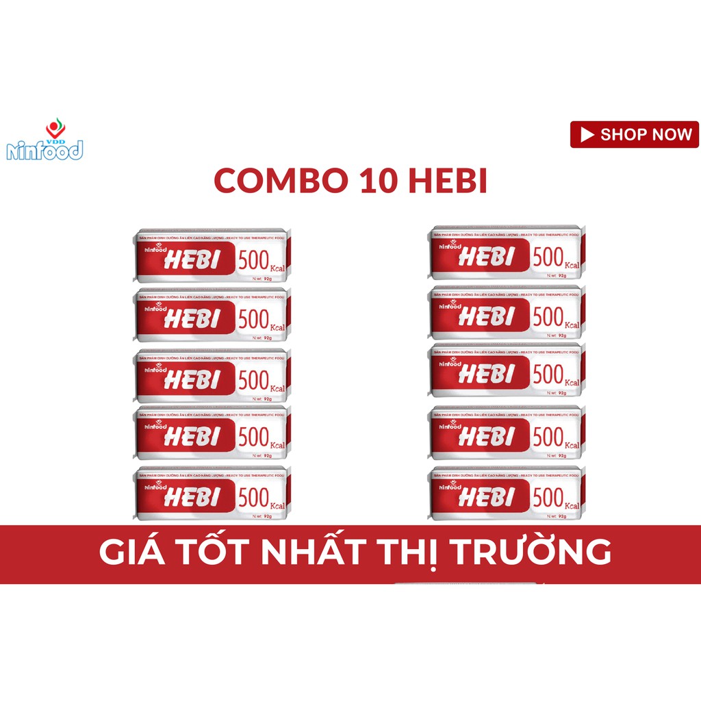 Combo 10 Hebi- Thực phẩm cao năng lượng phục hồi dinh dưỡng- Viện dinh dưỡng quốc gia -Ninfood