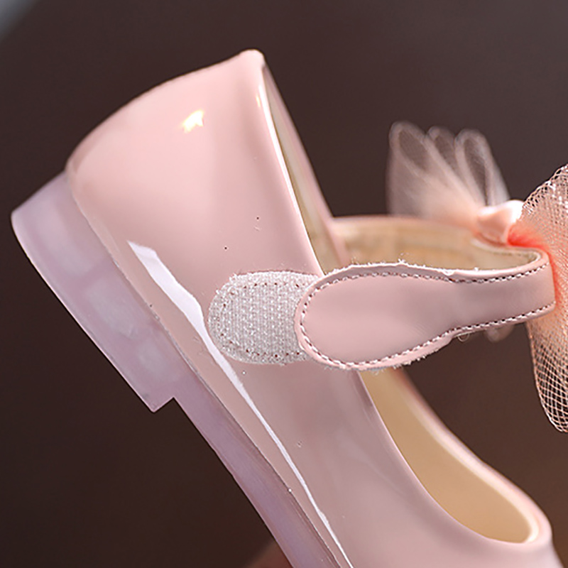 Giày Phối Nơ Màu Trơn Dễ Thương Phong Cách Hàn Quốc Cho Bé Gái