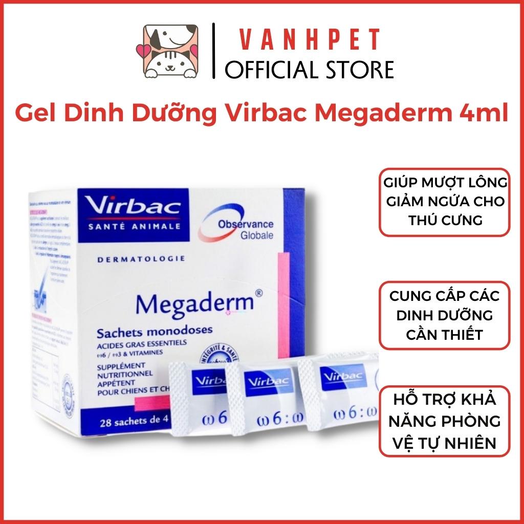Gói gel dinh dưỡng Virbac Megaderm 4ml giúp mượt lông, da và giảm ngữa cho thú cưng chó mèo - vanhpet