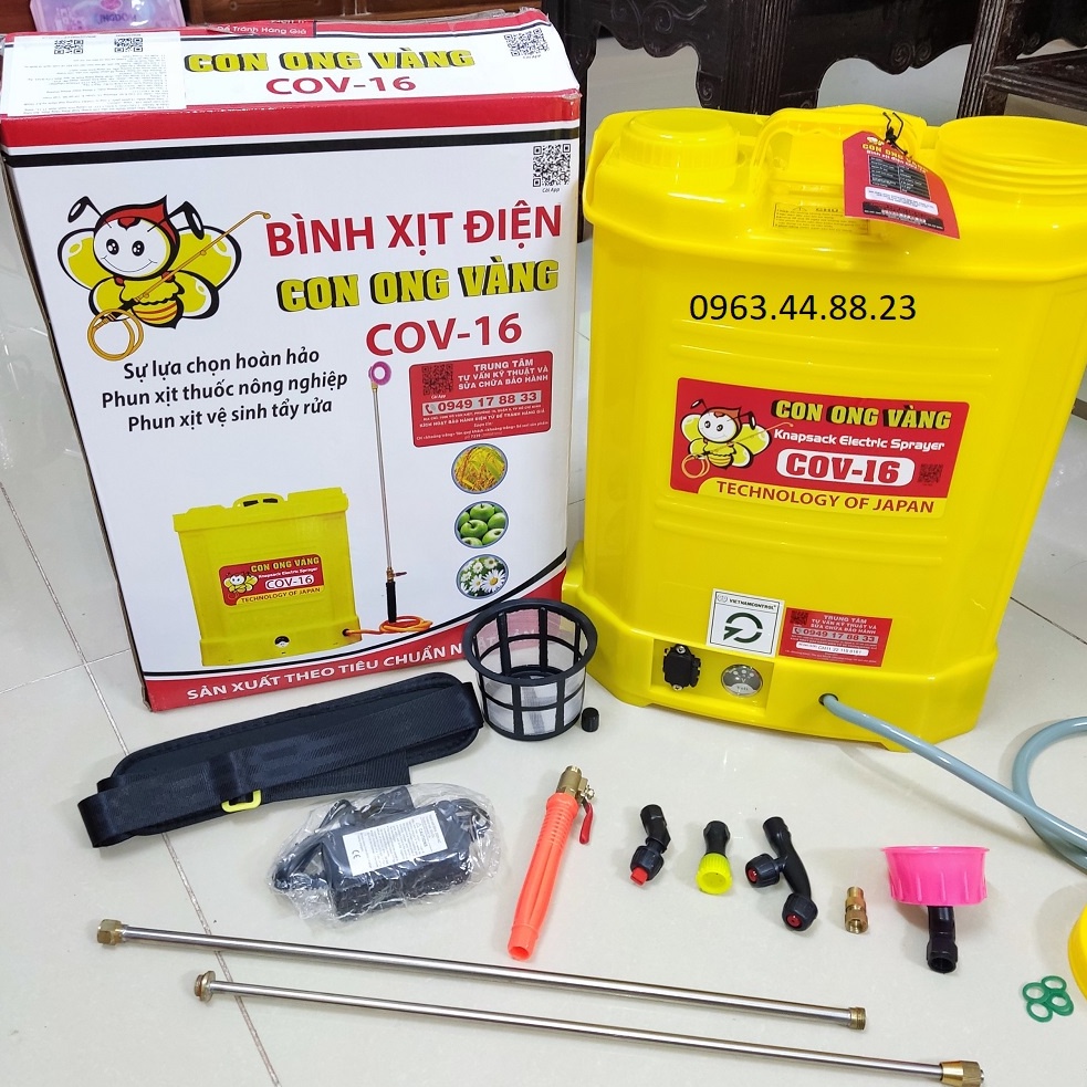 Bình xịt điện con ong vàng, bình phun xịt côn trùng, bình xịt điện 16L, 18L,20L, Bình xịt điện đa năng con ong vàng