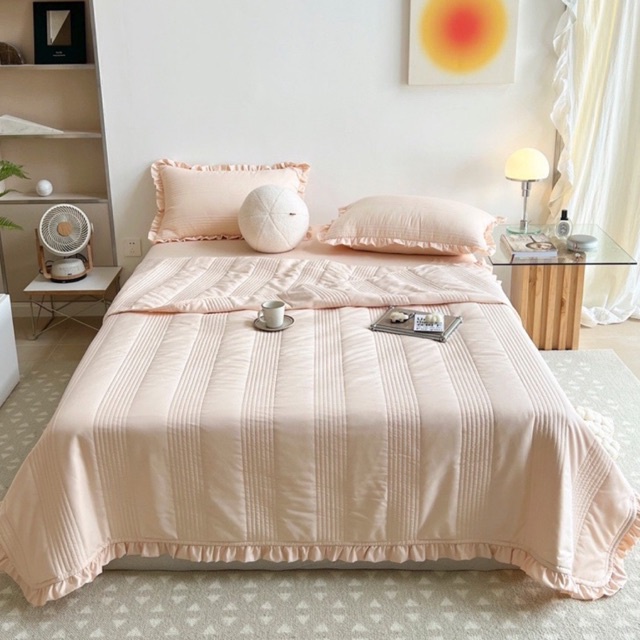 Bộ cotton Linen 4 món chăn trần mềm mịn thấm hú mồ hôi,ga gối chăn trần cotton Linen nhập khẩu cực kì thoáng mát