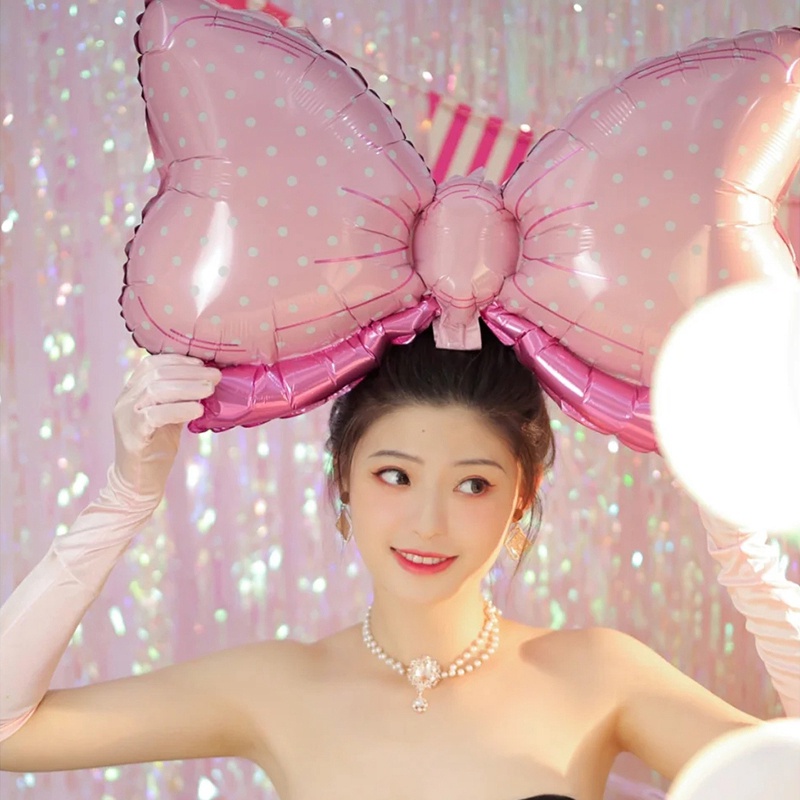 Bong Bóng Trang Trí Tiệc Cưới / Sinh Nhật Hình Chiếc Nơ Màu Hồng Xinh Xắn