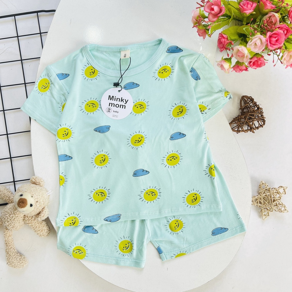 Đồ Bộ cộc tay bé trai bé gái, quần áo trẻ em MINKY MOM thun lạnh hàng túi zip sịn sò QN5