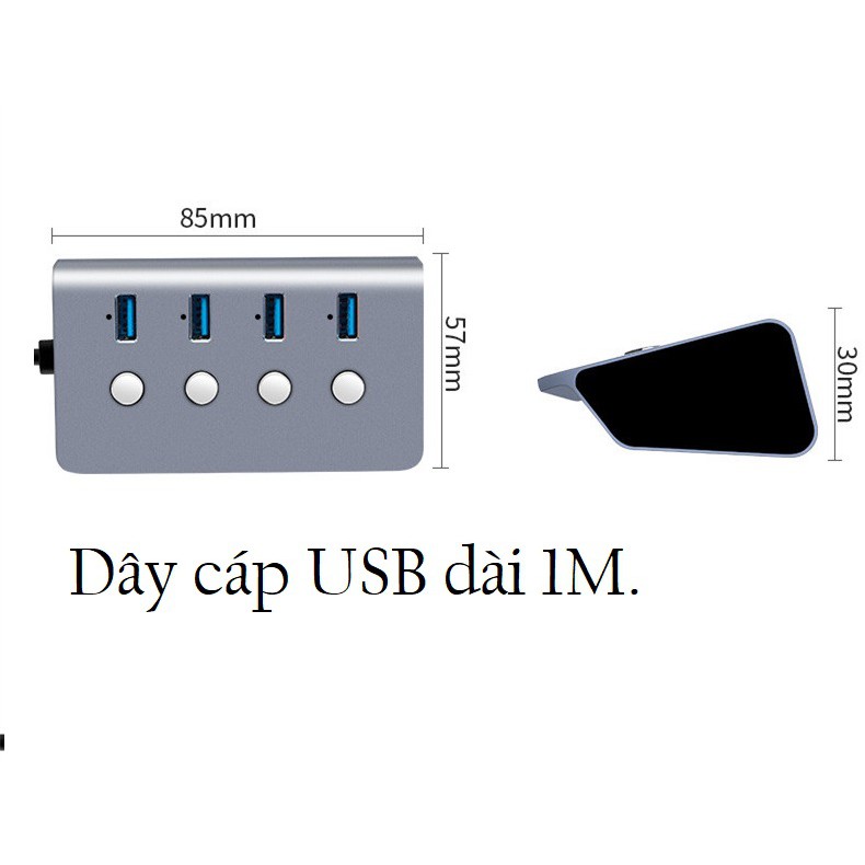 Bộ chia Hub USB ,4 cổng, có đèn led.