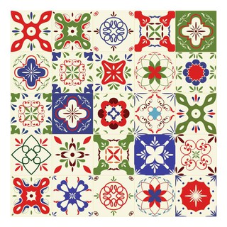 Set Decal gạch bông bóc dán trang trí tường loại 1