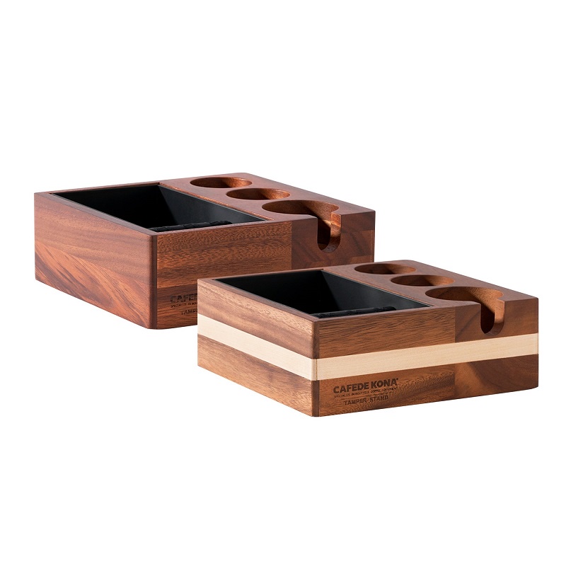 Volcano Đập bã cà phê giá đỡ tamper espresso gỗ óc chó Cafede Kona 3 trong 1