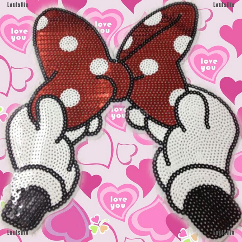 Sticker Ủi Thêu Hình Nơ Đính Kim Sa Lấp Lánh